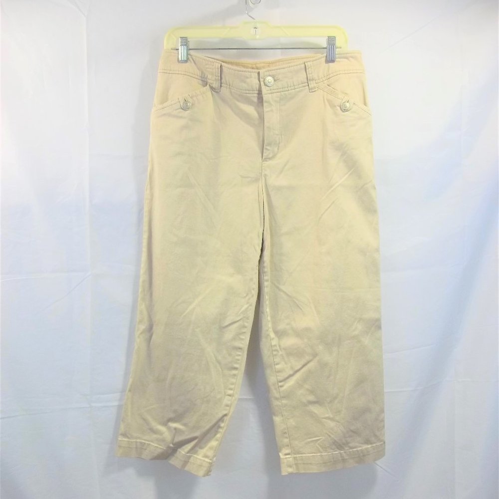 Charter Club Womens Carpis Cropped Pants Size 12 Pockets Casual Tan Khaki